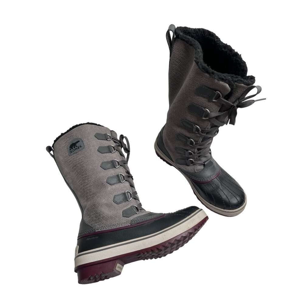 Sorel Tivoli Tall Gray Waterproof Winter Boots Womens 7.5